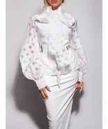 Lantern Sleeve Bow Polka Dot Blouse - $48.95