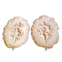 Vintage Cherubs Angels Lyre Harp Book Ceramic Wall Hanging Cream Plaque 7&quot;x 5.5&quot; - £29.38 GBP