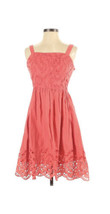 Dress barn Coral Eyelet Lace Pinafore Sundress Dress Size 4 Empire Waist - £24.89 GBP