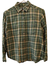 Woolrich Shirt Women&#39;s Small Green Plaid Flannel Button Front Outdoor - £11.70 GBP