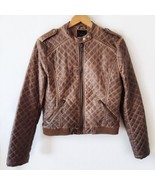 Forever 21 Ladies Faux Leather Bomber Quilted Jacket Brown Biker Sz M *R... - £27.96 GBP