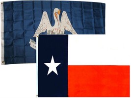 AES 2x3 2&#39;x3&#39; Wholesale Combo State Louisiana &amp; Texas 2 Flags Flag Banner Brass  - £7.42 GBP