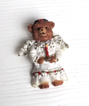 Potpourri Designs Jewelry Pin Angel Bear Christmas holding candle brooch... - $9.89