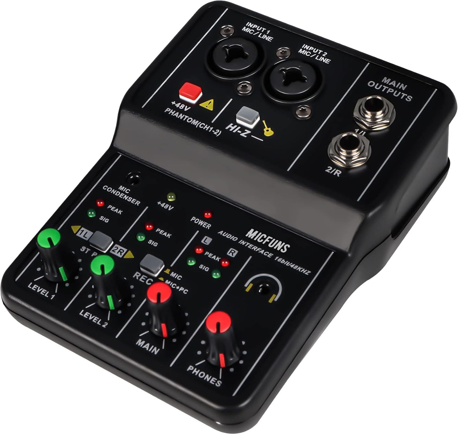 Mini 2 Channel Audio Dj Mixer Console Interface With 48V, Party Recording. - $37.92