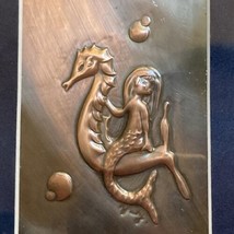 Mermaid on Seahorse fantasy Copper Art Picture  K. Looby  Artist Signed OOAK - £50.55 GBP
