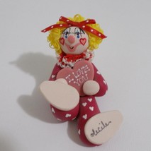 Ceciles Creations Clown Figurine Heart Costume Valentines Day Figure Signed 1983 - £26.09 GBP