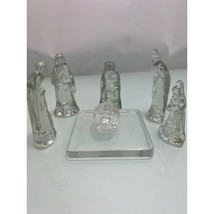 Vintage Glass Nativity Set 7 pc Lot  Iridescent 4&quot; Tall - £15.55 GBP