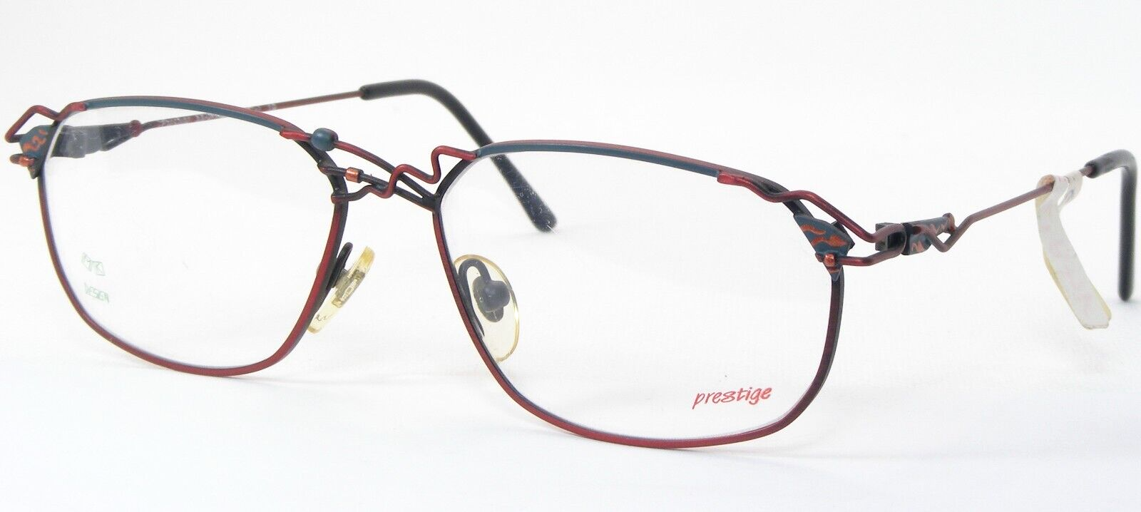 Vintage Prestige 043 18 Burnt Red /Green Teal UNIQUE EYEGLASSES FRAME 55... - $115.06