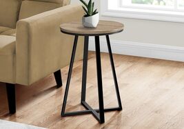 Round Accent Side End Table Nightstand - Brown Laminate, Black Metal - $75.99