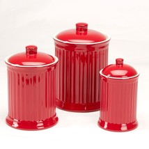 Simsbury Ceramic Canister Set of 3 in Red by Omni Housewares - $106.87