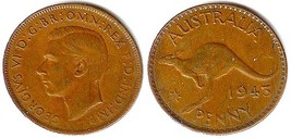 1943 George VI Australia One Penny - $4.90