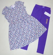 NWT Gymboree Girls Hearts Stars Gray Dress Purple Leggings 4 NEW   - $19.99