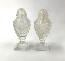 Bohemian Crystal 4 1/2&quot;  Salt &amp; Pepper Shaker Set Art Square Base - £11.82 GBP