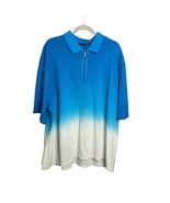 Paul Fredrick 1/2 Zip Polo Shirt Ombre Blue White 3XL - $30.07 CAD