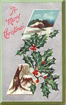 c1910 vintage Christmas snow farm holly nostalgic Postcard a5 - £17.01 GBP