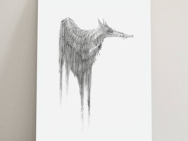 Wolf art print, 5x7. Dark gothic illustration of fantasy animal creature. - £12.05 GBP