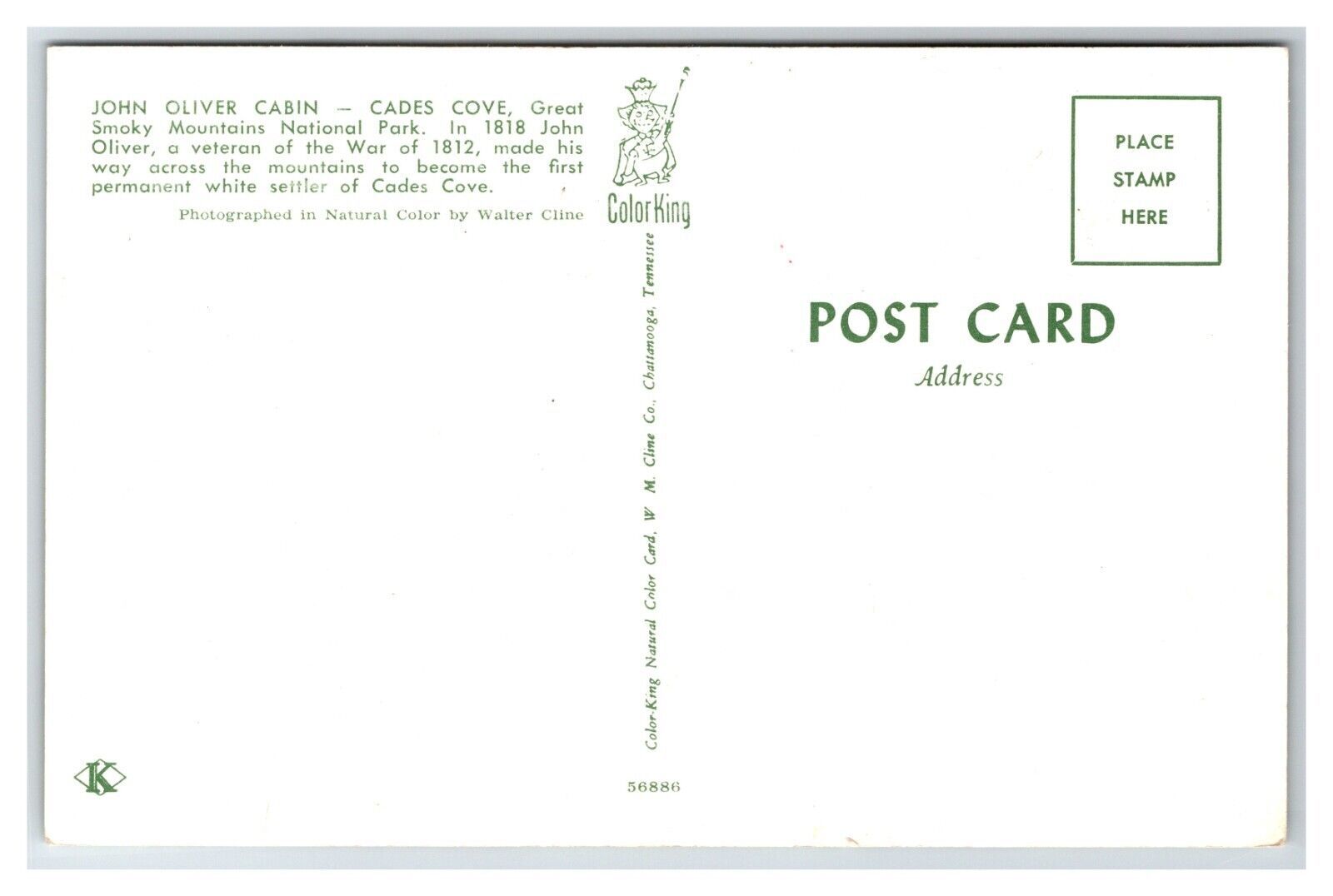 John Oliver Cabin Cades Cove North Carolina NC UNP Chrome Postcard T22 Item image 2