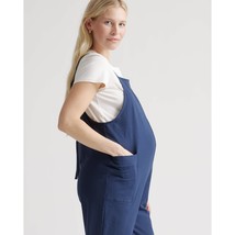 Quince Womens Organic Cotton Maternity Overalls Pockets Navy Blue Size M - $33.73