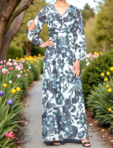 $139 Sl Fashions Petite Floral-Print Blouson-Sleeve Gown Size: 8P - Blac... - $54.95