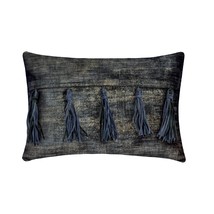 Tassels N Grey - Grey Velvet Suede Lumbar Pillow Cover - £32.77 GBP+