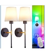 Battery Operated Wall Sconce: Set of 2 Wireless Wall 19.9” Black and Gold - €34,22 EUR