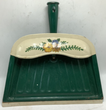 Vintage JV Reed Metal Dustpan Hunter Green Floral Country Farmhouse Deco... - $18.69