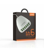 LDNIO 5.4A 6-Port USB Desktop/Travel Charger with Auto-ID A6573 - White - $16.13 CAD
