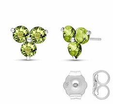 Galaxy Gold GG 1.5 CTW 14k Solid White Gold Loving Words Peridot Earrings - £217.47 GBP