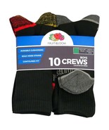 10 Pair Fruit of the Loom Boys Crew Socks Black Cushion Sole Small 4.5-8... - £4.66 GBP