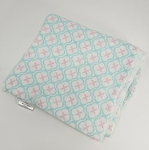 Luvable Friends Security Blanket White Pink &amp; Blue Pastel Pattern Cotton 28 X 28 - £44.80 GBP