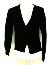 AMBIANCE KNITTED CARDIGAN SWEATER SMALL BLACK LONG SLEEVE V-NECK BUTTON ... - £8.85 GBP
