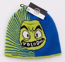 Volcom Faces Blue &amp; Green Beanie Skull Cap Youth Boy&#39;s 8-20 NWT - £14.67 GBP