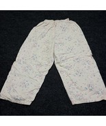 Vintage Youth PJ Pant White Floral Print Elastic Waist 16&quot; 50s 60s - £14.59 GBP