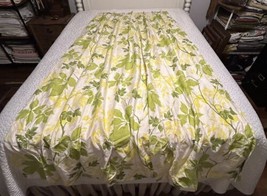 Vintage Pleated Drapery Panels MCM 1960s? Green &amp; Yellow Foliage Pair - $128.00