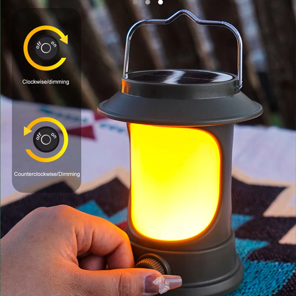 E led camping lantern 150lm 1200mah table night light 3 modes type c usb solar charging thumb200