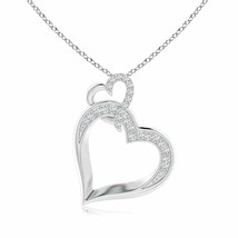 ANGARA Natural Diamond Tilted Heart Pendant Necklace in Silver for Women (1.3mm) - £211.75 GBP+