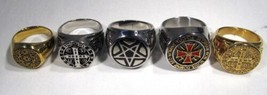 Lot of Mens Knights Templar Rings Large Heavy C3530 - £196.26 GBP