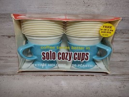 Vintage NOS Retro Solo Cozy Cups Sky Blue 2 Holders 20 Inserts w/ Record Coupon - £11.89 GBP