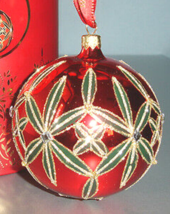 Waterford Lismore Red Ball Ornament Holiday Heirlooms 4&quot; Handmade 40001067 New - £108.59 GBP
