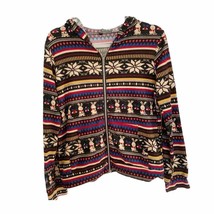 Vintage Black Multicolor Bunny Fairisle Inspired Hooded Sweater - £22.05 GBP