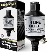 Le Lematec Air Compressor Water Separator, 1/4 Npt Inline Moisture Filte... - $31.94
