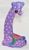 9&quot; Tall Clay Ceramic Giraffe Figurine Handpainted Mexican Folk Art Multicolor G2 - £14.24 GBP
