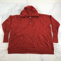 J Crew Cashmere Hoodie Womens Large Heathered Red Italian Cashmere Henley Button - £37.28 GBP