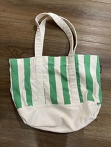 J Crew Striped Tote Bag Canvas Reusable Beach Market Shopping School Gre... - $12.65