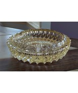 Heavy Mid Century Modern 7&quot; Light Gold Lead Crystal Cut Glass Ashtray - €16,87 EUR