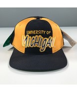 Vintage University of Michigan Snapback Hat Spellout Blue Maize Starter - £29.53 GBP