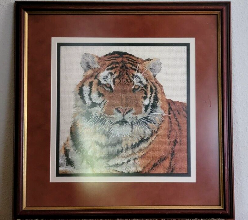 Needlework Framed and Matted TIGER Very Nice - $65.00