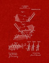 Golf Iron Patent Print - Burgundy Red - $7.95+