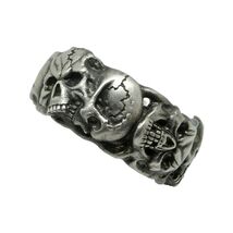 Sterling Silver Skull Band Memento Mori Men's Masonic Ring Biker - $119.04