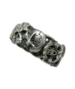 Sterling Silver Skull Band Memento Mori Men's Masonic Ring Biker - $119.04